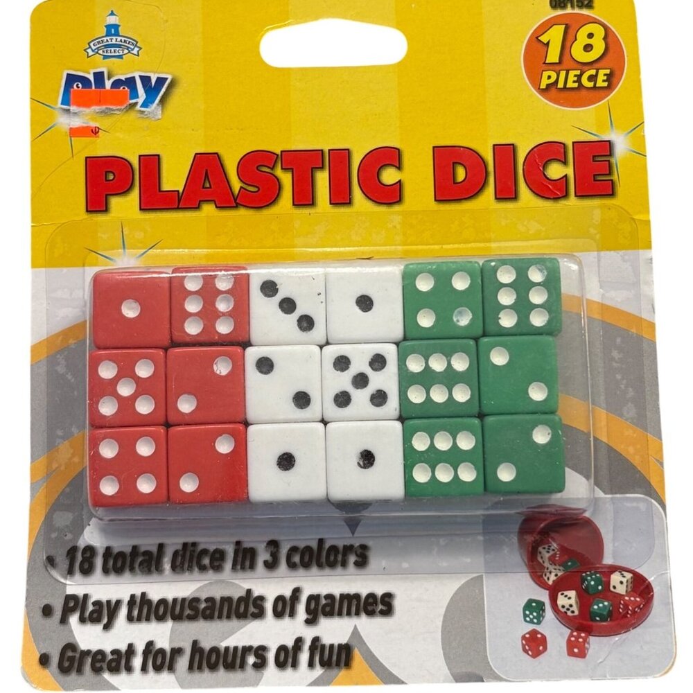 18-Piece Multicolor Plastic Dice Set For Games & Fun Activities